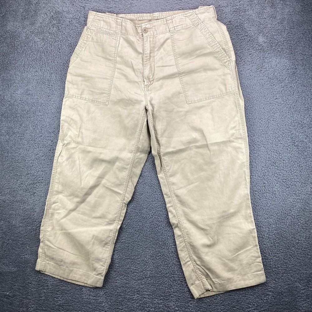 Roundtree & Yorke‎ Varsity Mens Beige Linen Blend Cropped Pants Size 40x32